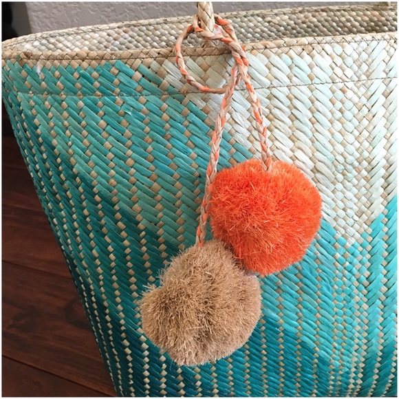 Accessories - Orange & Tan Twin Raffia Pompoms